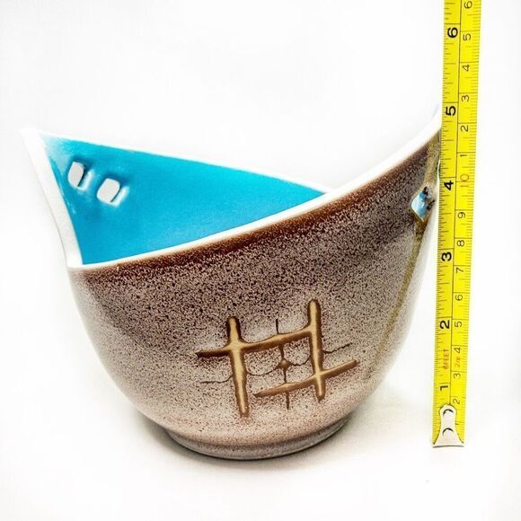 Mid-Century VTG Asymmetrical Cut-Out Ceramic Bowl/Planter - Picture 7 of 8